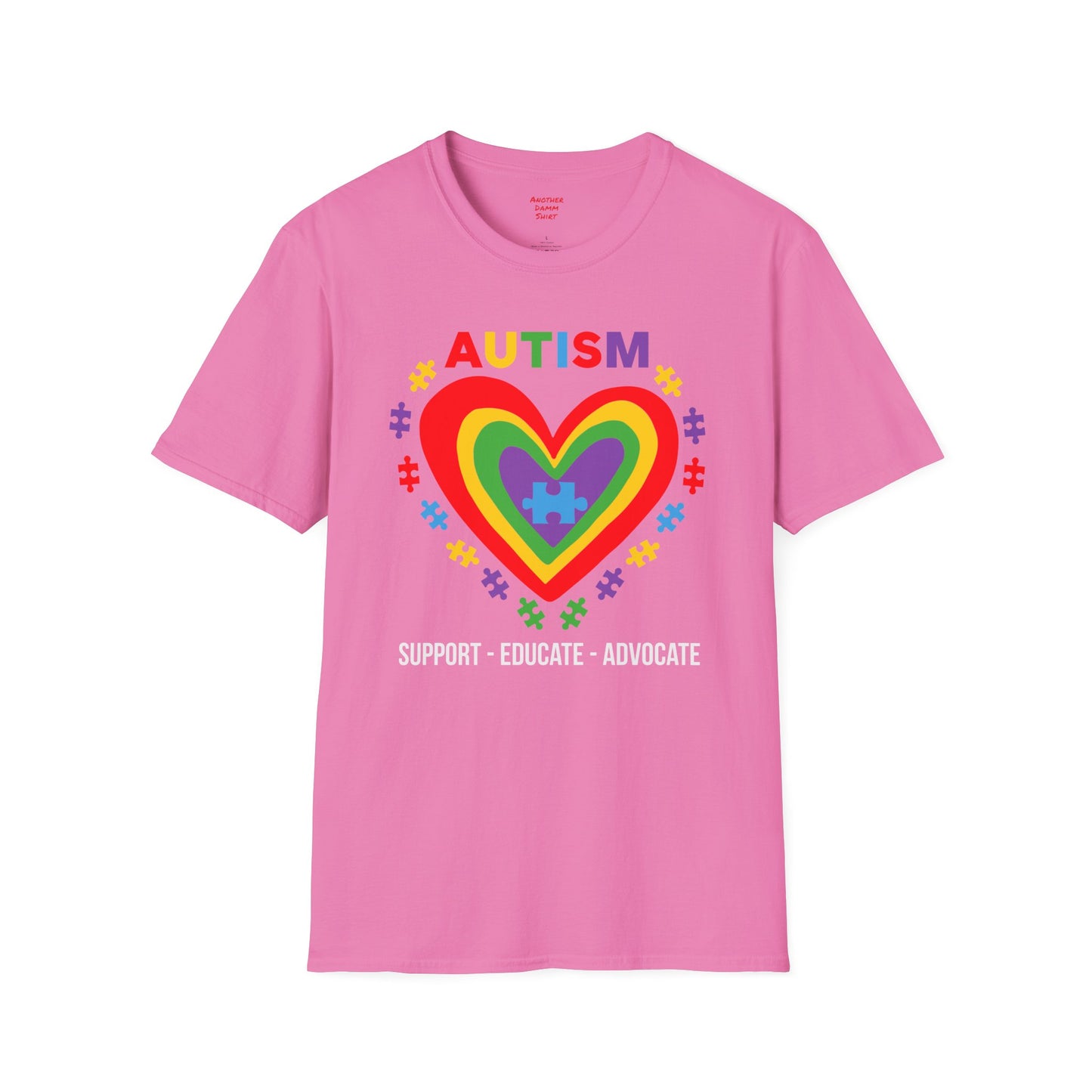 Autism awareness tee, softstyle tee, unisex autism shirt, heart graphic tee, shirt for autism, support autism shirt, gift for autistic child