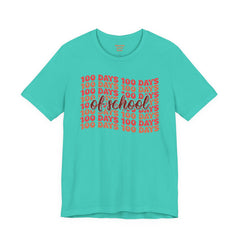 100 Days of School - Unisex Short Sleeve Tee | Elementary School Holiday, Teacher Apparel, Kids Motivation, Days Checked Off