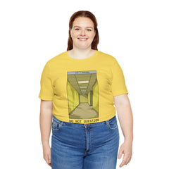 Do Not Question The Hallway T-Shirt — Retro Yellow Corridor Graphic Tee