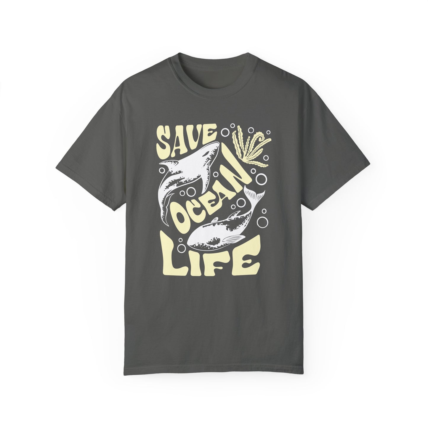 Sharks, Save Ocean Life -  Graphic Unisex Garment-Dyed T-shirt