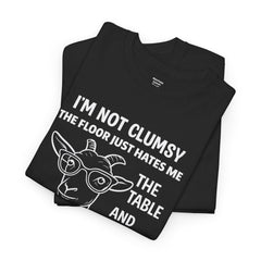 Clumsy Funny Goat Graphic Tee | Unisex Heavy Cotton Tee | Great Gift for Animal Lovers, Birthdays, Casual Wear, Humorous Gifts, Everyday Style