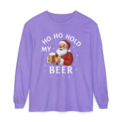 Festive Santa Claus Long Sleeve T-Shirt - "Ho Ho Hold My Beer"