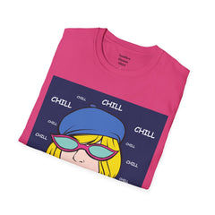 Chill Girl Unisex Softstyle T-Shirt  Pop Art Girl Wearing Sunglasses
