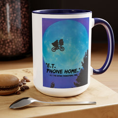ET Phone Home Mug: 15oz Two-Tone, Retro Movie, Pop Culture Gift