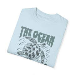 Sea Turtle, The Ocean Is Calling -  Graphic Unisex Garment-Dyed T-shirt