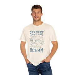 Dolphin, Respect The Ocean -  Graphic Unisex Garment-Dyed T-shirt