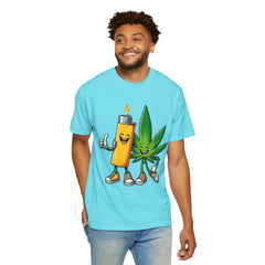 Vintage 'Lighter & Weed' Graphic T-Shirt — Relaxed Stoner/Cannabis Tee