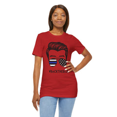 BACK THE BLUE Dad with Glasses, Graphic Unisex Short Sleeve Tee