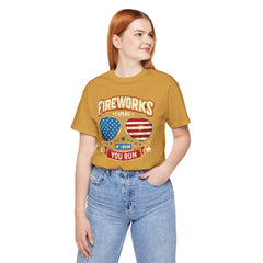 Fireworks Expert, If I Run You Run, Sunglasses  Graphic, Unisex Jersey Short Sleeve Tee