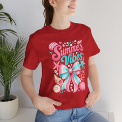 Summer Vibes Tee — Pastel Seashell Bow Beach T-Shirt
