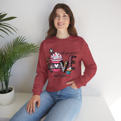 Woman's All You Need Is Love And Coffee Valentine -  Unisex Heavy Blend™ Crewneck Sweatshirt