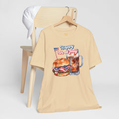Happy 4th Of July Burger and Mug Graphic, Unisex Jersey Short Sleeve Tee