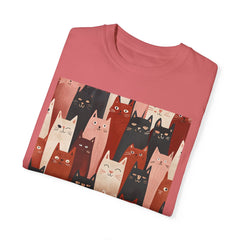 Cute Cat Print Unisex Garment-Dyed T-Shirt - Comfort Colors Soft Perfect for Animal Lovers and Casual Days