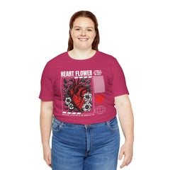 Heart Flower Tee - Nuturing Affection In The Garden Of Life - Positive Vibes Unisex Jersey Short Sleeve Tee