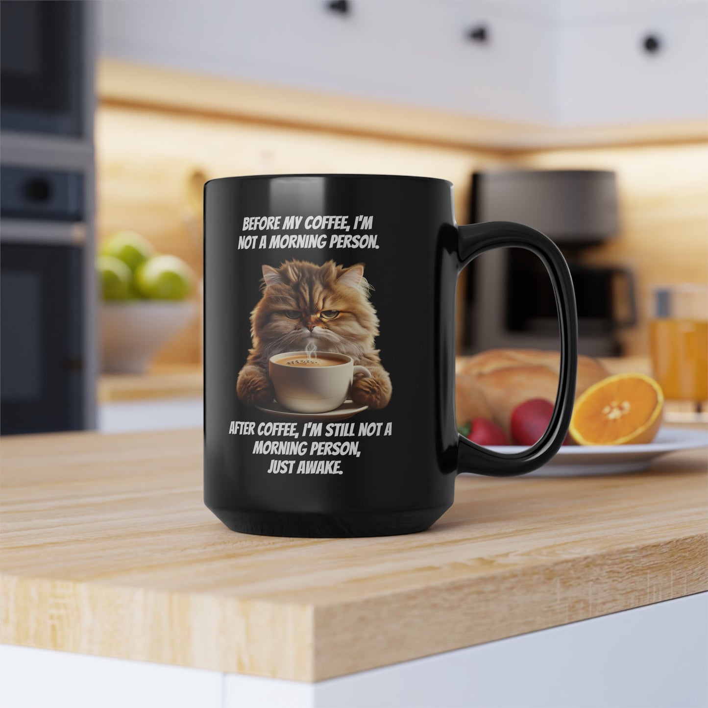 Grumpy Cat Not A Morning Person Quote Mug, 15 oz