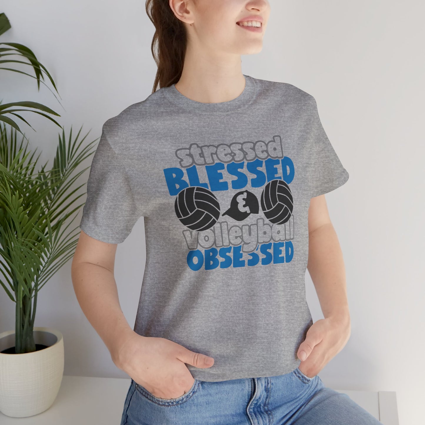 Stressed Blessed Volleyball Obsessed Shirt,Unisex Tee,graphic t shirt,gift for her,gift for him,volleyball team,playergift,fangift,Coachgift