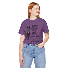 Personalized Your Dog and its name Mother's Day T-Shirt — 'Treats. Walks. Toys. Naps.