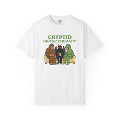 Cryptid Group Therapy Bigfoot, Mothman and Loch Nessie Unisex T-Shirt, Funny Graphic Tee, Gift for Cryptid Lovers, Quirky Casual Wear, Cool Humor Shirt