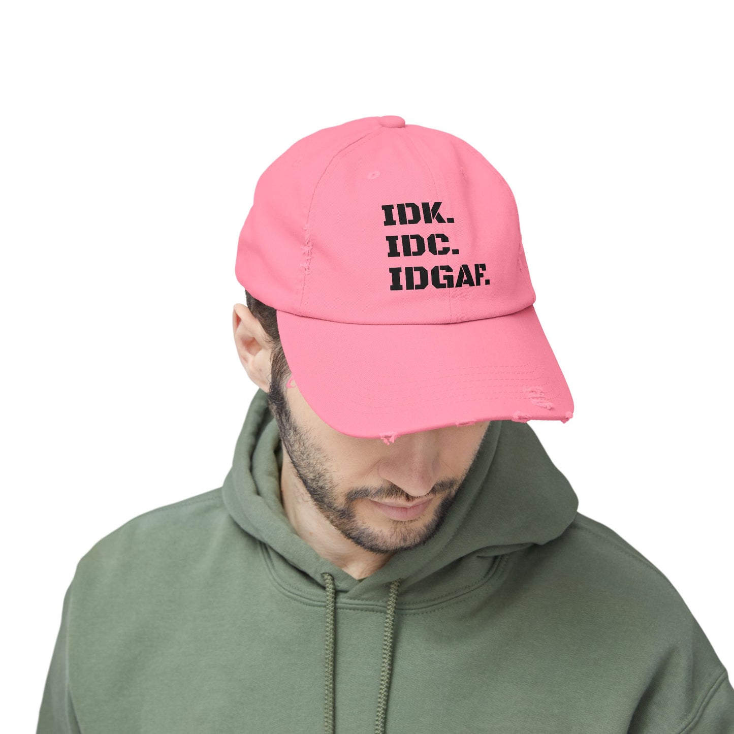 Funny Acronym distressed cap, IDK I Don't Know, IDC I Don't Care, IDGAF I Don't Give A Fu-k