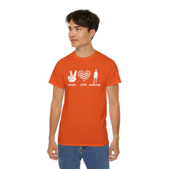 PEACE LOVE AMPUTEE - Unisex Ultra Cotton Tee | Amputee, Leg Amputee, Limb Awareness, Prosthetic, Motivational Tee,