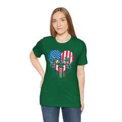 Red White and Blue Heart with Jets Graphic, Unisex Jersey Short Sleeve Tee
