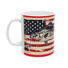 Fishing Themed Graphic Mug, USA Ceramic Mug, 11oz, 15oz. Gift for him, gift for dad, Birthday gift mug, fishing mug, Fathers Day Mug