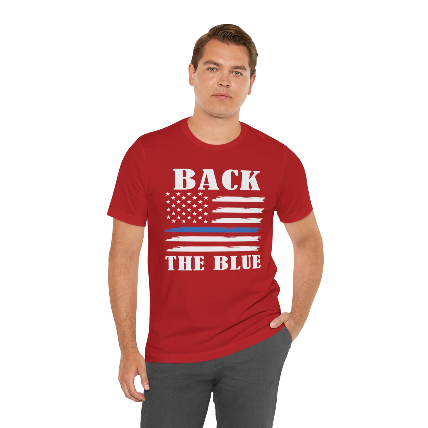 BACK THE BLUE Flag, Graphic Unisex Short Sleeve Tee