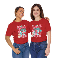 Summer Vibes Tee — Pastel Seashell Bow Beach T-Shirt