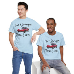 Red Corvette Summer Unisex Tee - I'm Vetted For Life Front and Back Image T Shirt