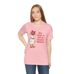 Teacher Valentine T-Shirt — "My Class Is Full of Sweet Hearts" Cute Duck Design