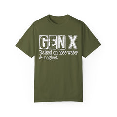 GEN X FUNNY graphic, Raised on Hose Water and Neglect, Retro Comfort Colors 1717, unisex garment-dyed t-shirt, gift for him, gift for her, Birthday gift tee, Vintage Style graphic tee, Fathers Day Shirt