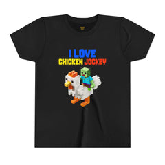 Youth I Love Chicken Jockey Tee - Fun Gamer T-Shirt for Kids