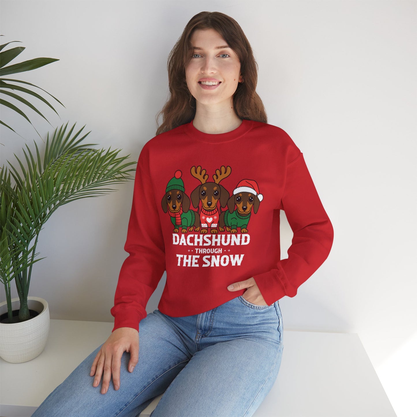 Dachshund Through The Snow - Unisex Heavy Blend™ Crewneck Sweatshirt