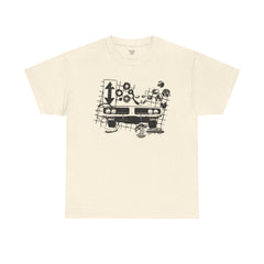 Abstract Retro Racing Car Unisex Heavy Cotton Tee | Perfect for Car Enthusiasts, Father's Day Gift, Casual Wear, Vintage Style, Unique Graphic Shirt