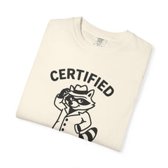 Certified Shenanigans Specialist T-shirt, Funny Tee, Unique Gift for Raccoon Lovers, Casual Wear, Birthday, Party Shirt