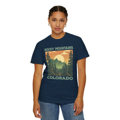 Rocky Mountains Colorado Graphic, Comfort Colors Soft Relaxed Fit Unisex Garment-Dyed T-shirt