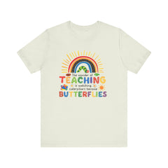 Teaching Inspired Short Sleeve Tee, Teacher Gift, Inspirational Shirt, Rainbow Graphic Tee, Cute Teacher Apparel, Back to School Shirt
