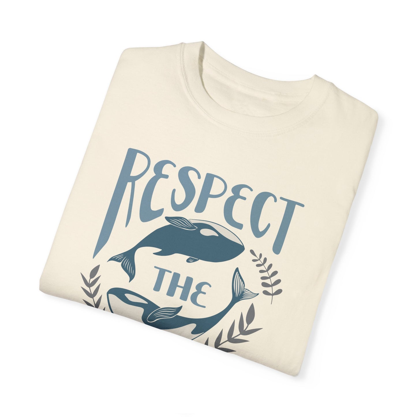 Whales, Respect The Ocean -  Graphic Unisex Garment-Dyed T-shirt