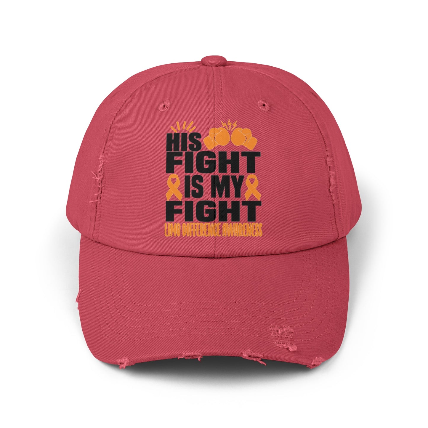 Amputee Support cap, His Fight Is My Fight, Limb Loss Awareness cap, distressed unisex hat, amputee gift, recovery encouragement gift