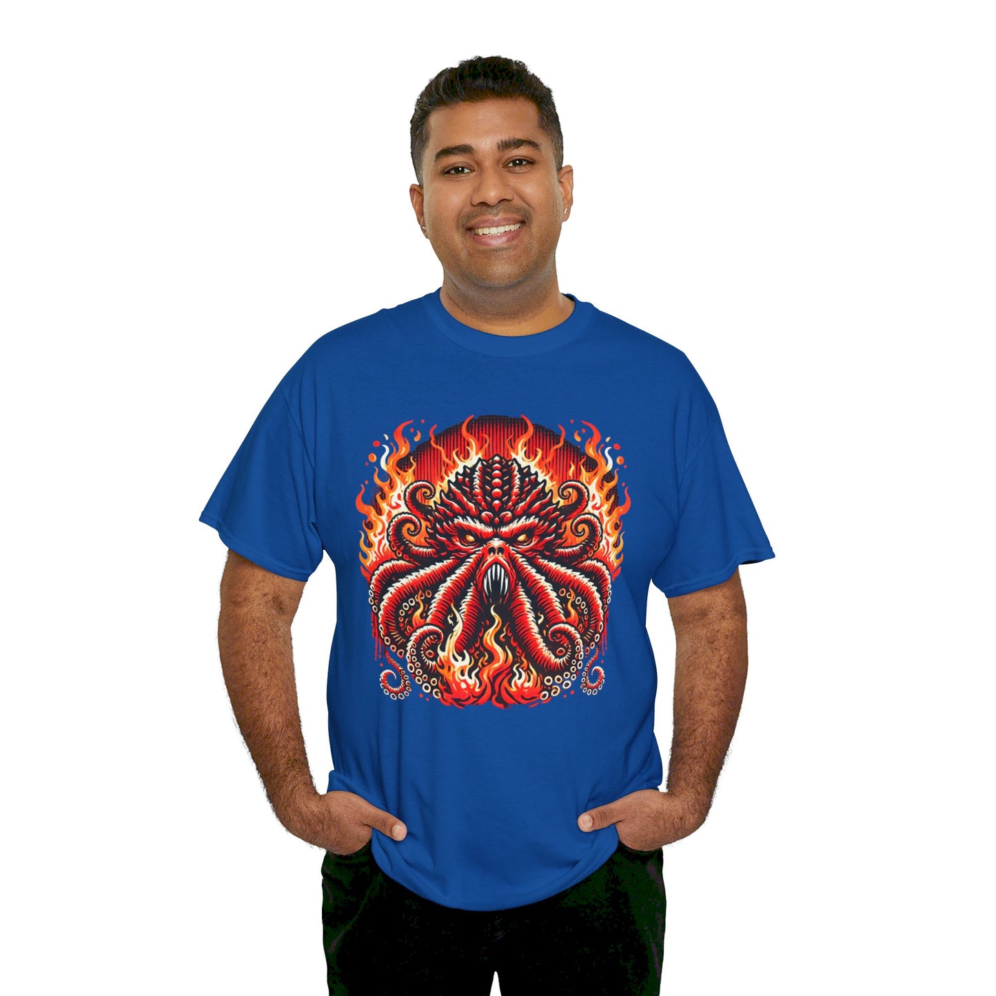 Fiery Fire Kraken - Graphic Unisex Heavy Cotton Tee