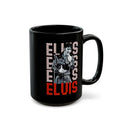 1970S Elvis In Black Leather On Stage Graphic - Black Mug (11oz, 15oz)