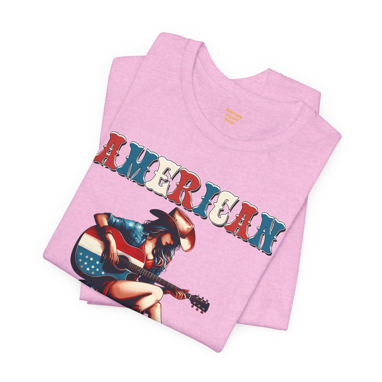 American Cowgirl, Playing Guitar Graphic, Unisex Jersey Short Sleeve Tee