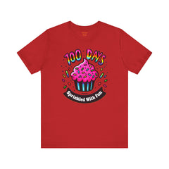 100 DAYS Sprinkled With Fun - Unisex Short Sleeve Tee | Elementary School Holiday, Teacher Apparel, Kids Motivation, Days Checked Off