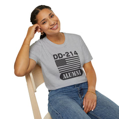 DD-214 Alumni with American Flag  Unisex Softstyle T-Shirt