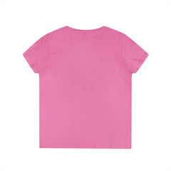 Fairy Tale Snow White & Dog V-Neck T-Shirt — Whimsical Princess Forest Graphic