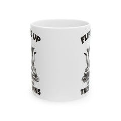 Funny Ceramic Mug - "Flipping the Penguins" - Perfect Gift for Bird Lovers
