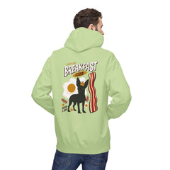 Breakfast Club Hoodie — Cute Black Dog, Bacon & Egg Graphic Pullover