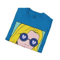 NO WORRIES Glass Wearing Pop Art Blonde Girl Unisex Softstyle T Shirt