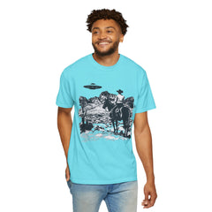 UFO Meets Cowboy Unisex Garment Shirt -Dyed  T Shirt