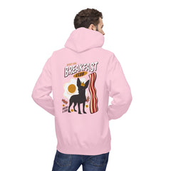Breakfast Club Hoodie — Cute Black Dog, Bacon & Egg Graphic Pullover